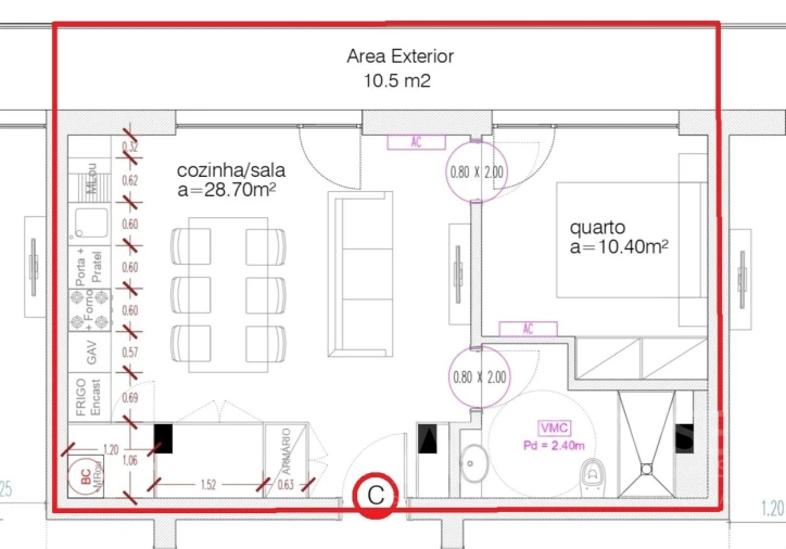 Apartamento T1 para Venda em Viseu Planta 2