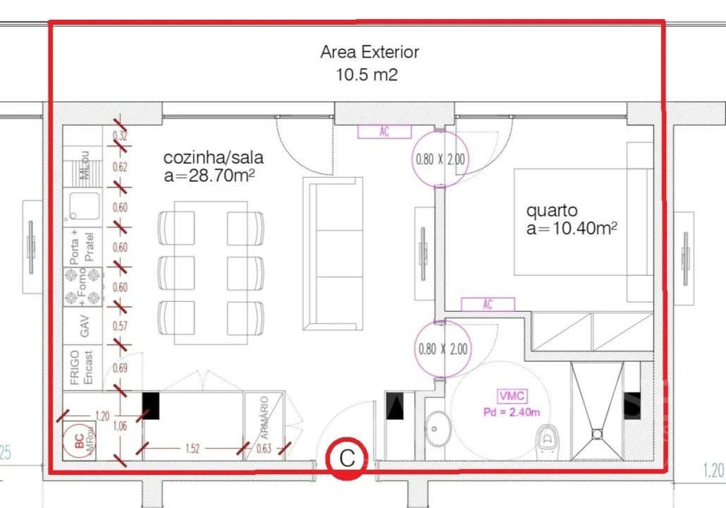 Apartamento T1 para Venda em Viseu Planta 2