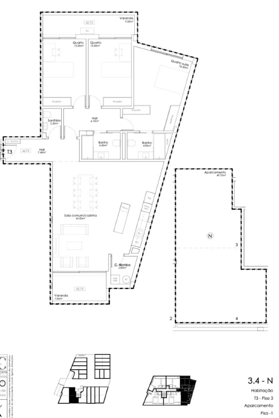 Apartamento T3 para Venda em Gulpilhares e Valadares Planta 1