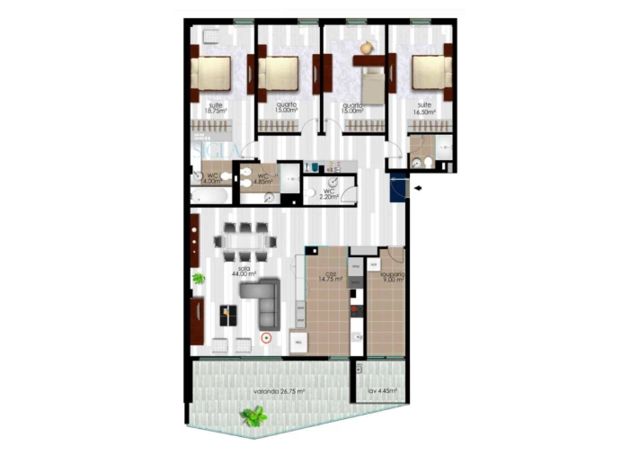 Apartamento T3 para Venda em Canidelo Planta 1