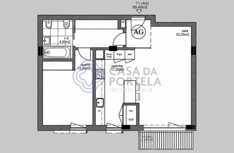 Apartamento T1 para Venda em Aguas Santas Planta 2