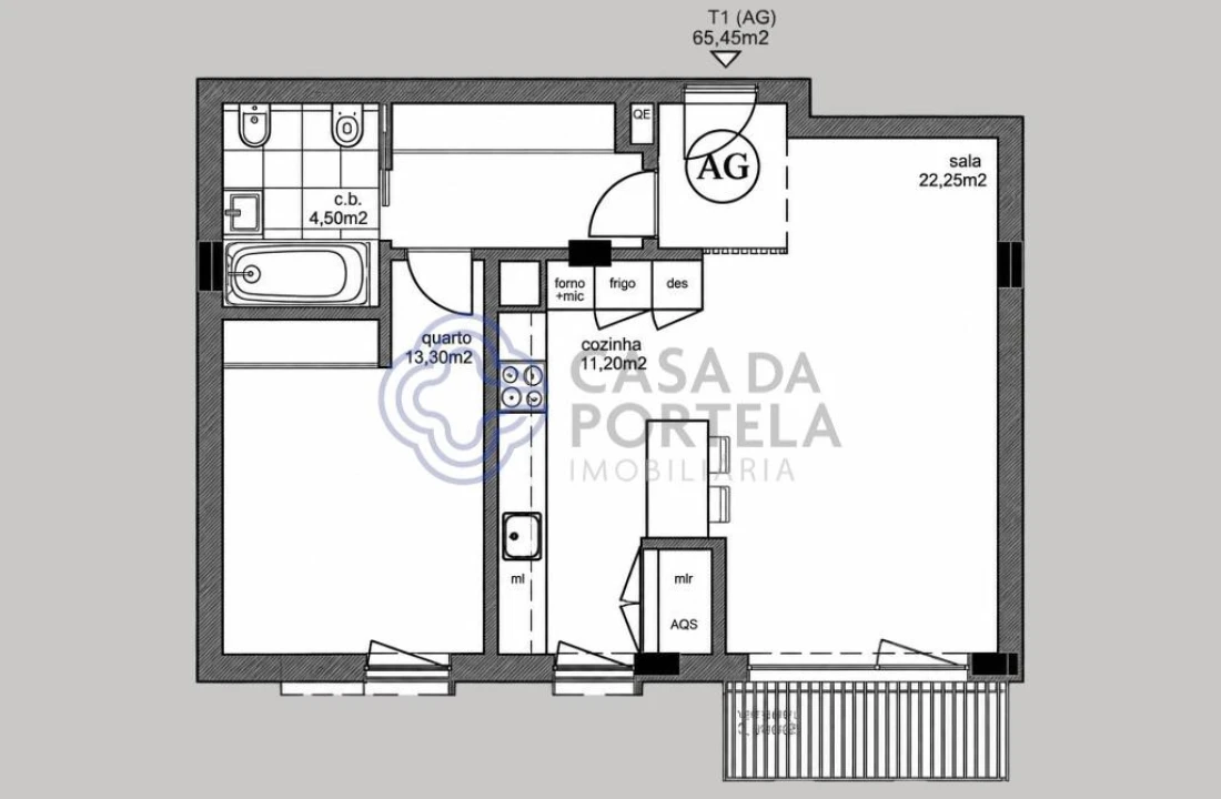 Apartamento T1 para Venda em Aguas Santas Planta 2