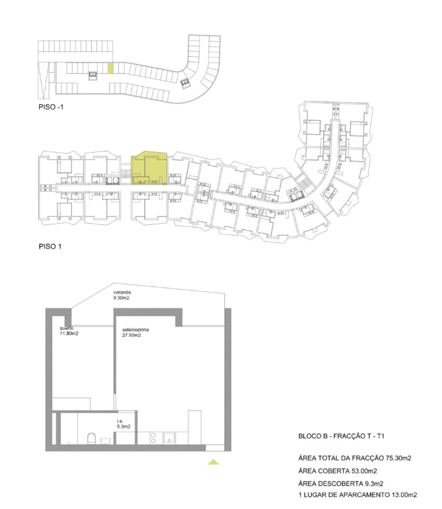 Apartamento T1 para Venda em Fânzeres e São Pedro da Cova Planta 1