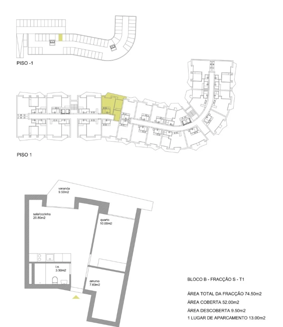 Apartamento T1 para Venda em Fânzeres e São Pedro da Cova Planta 1