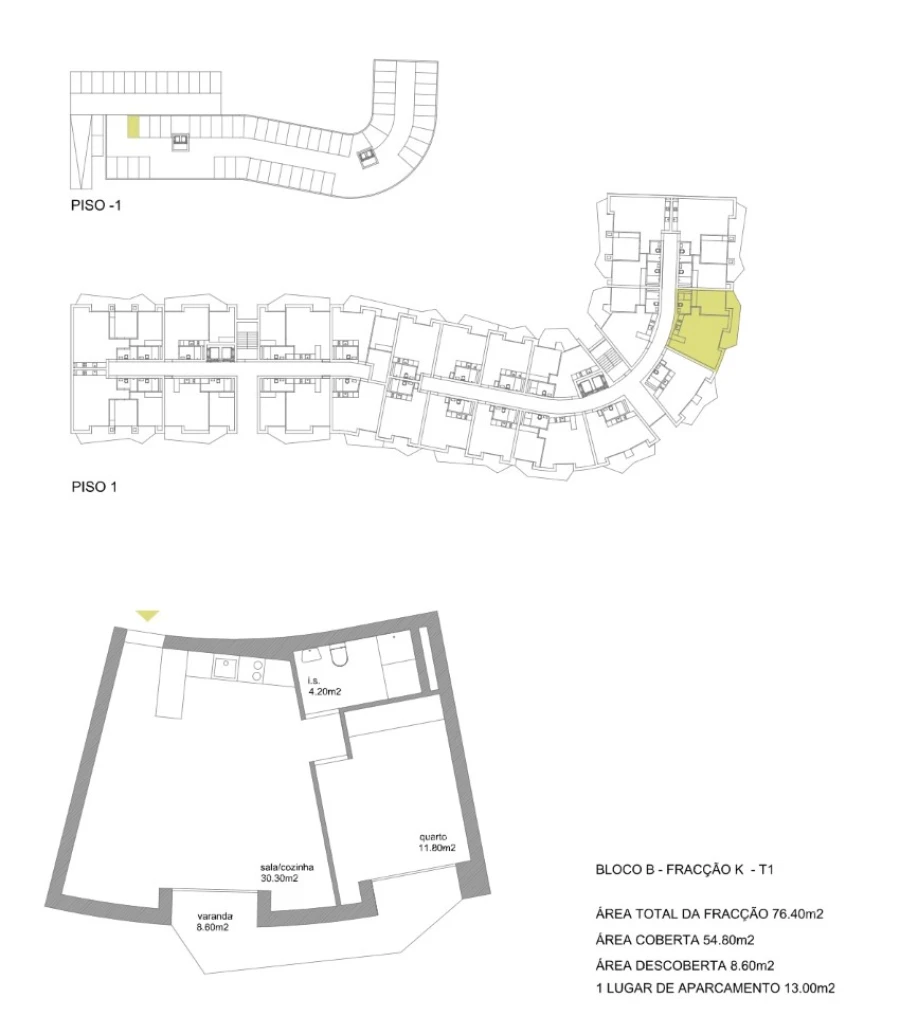 Apartamento T1 para Venda em Fânzeres e São Pedro da Cova Planta 1