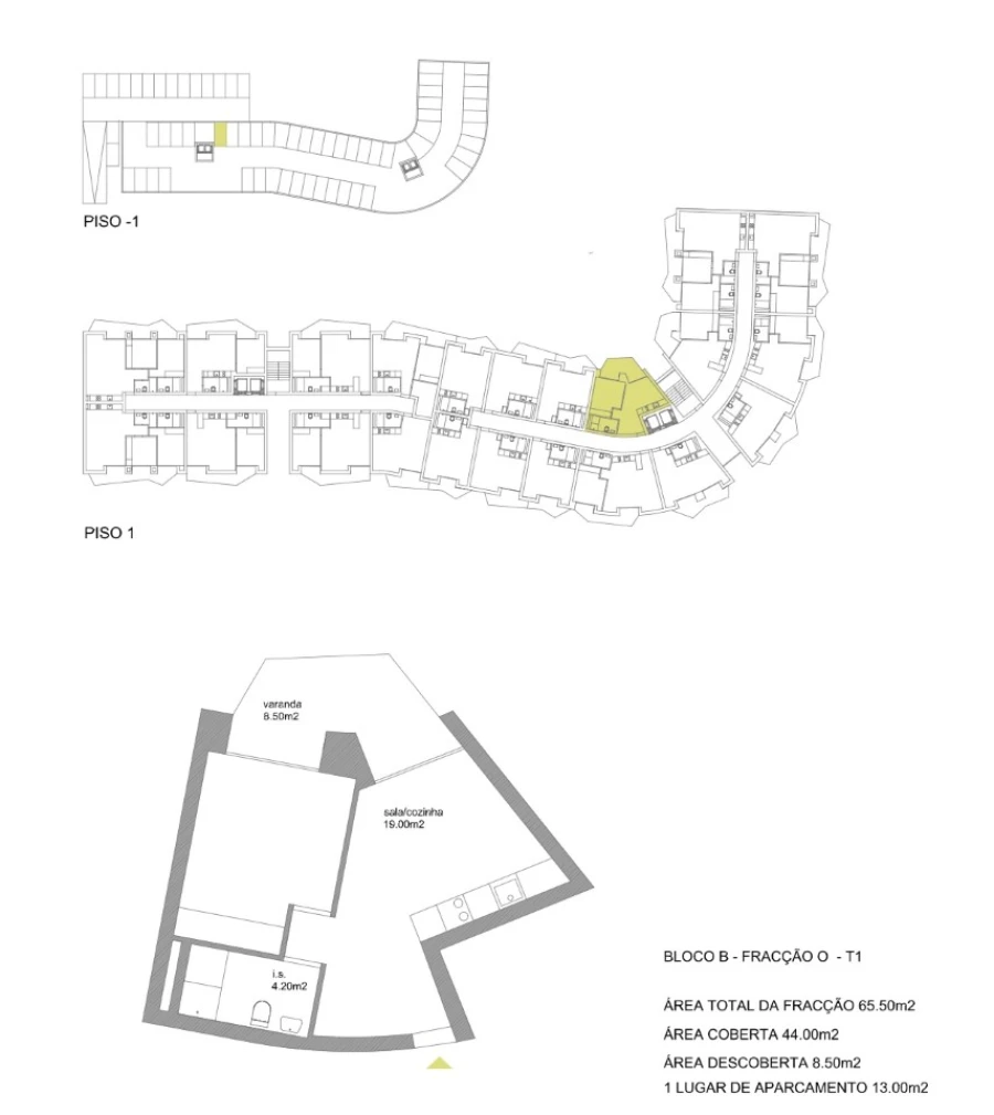 Apartamento T1 para Venda em Fânzeres e São Pedro da Cova Planta 1