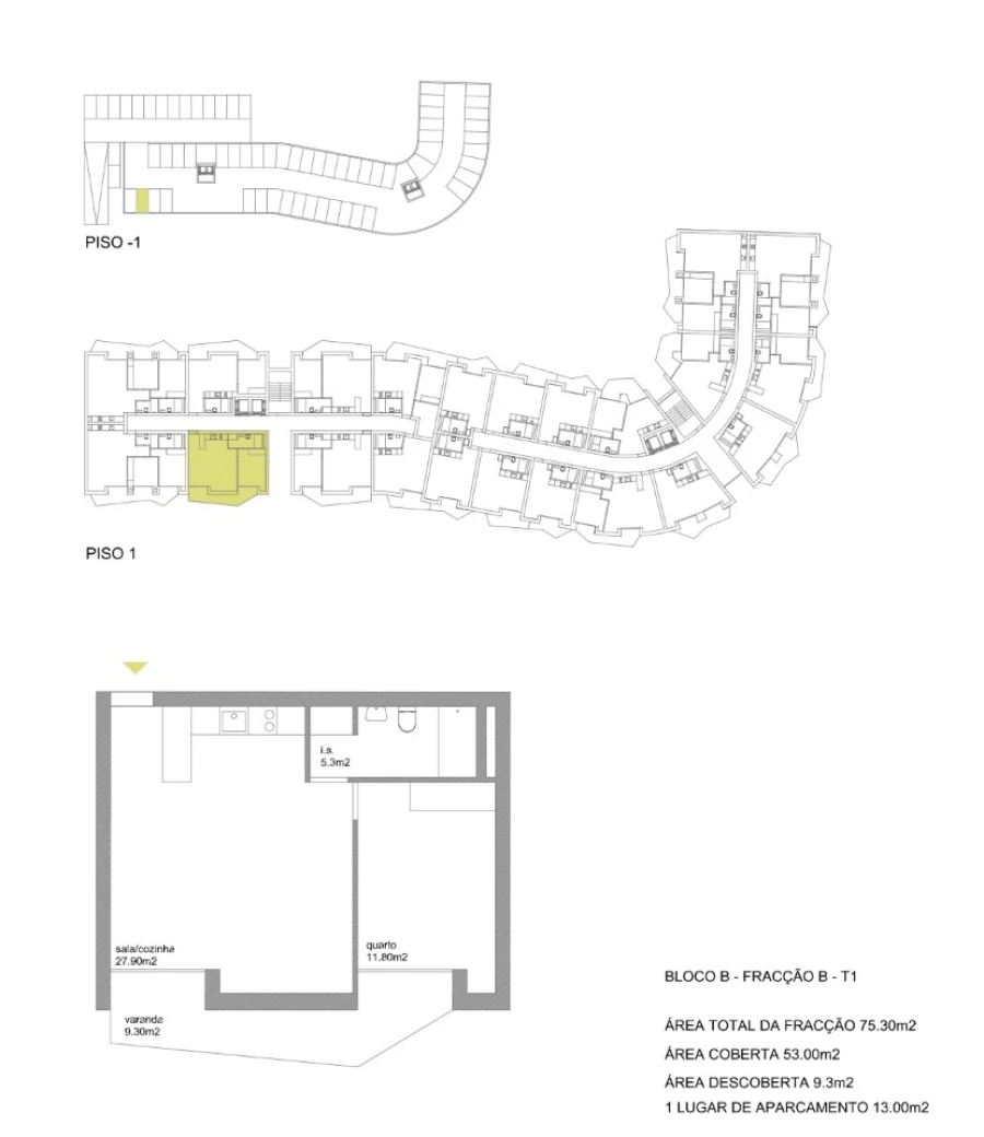 Apartamento T1 para Venda em Fânzeres e São Pedro da Cova Planta 1