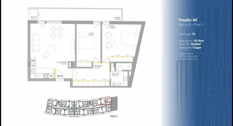 Apartamento T2 para Venda em Gualtar Planta 1