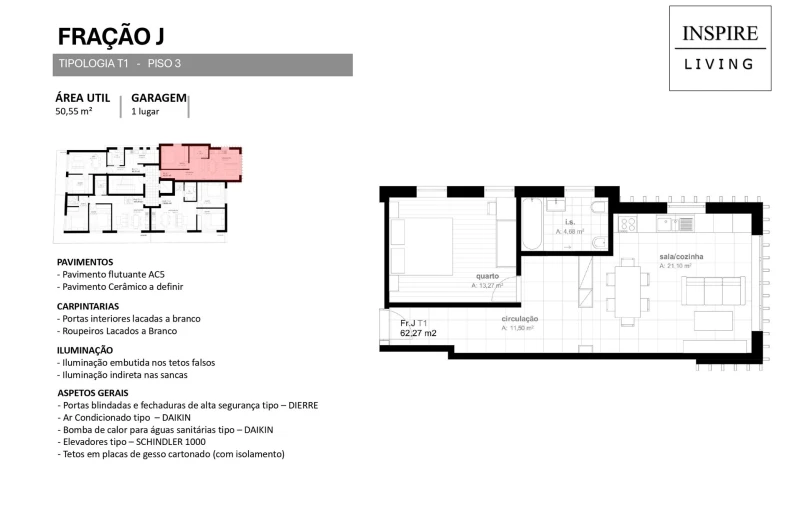 Apartamento T1 para Venda em Viseu Planta 1