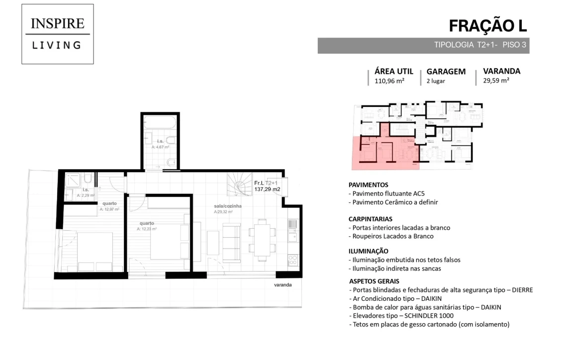 Apartamento T3 para Venda em Viseu Planta 2