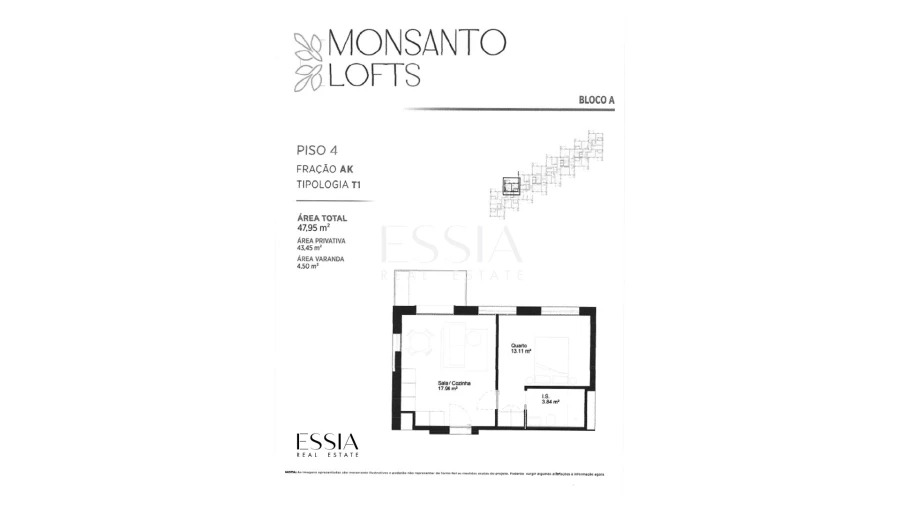 Apartamento T1 para Venda em Paranhos Planta 1