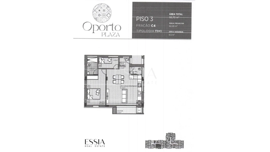 Apartamento T1 para Venda em Paranhos Planta 1