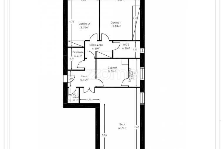 Apartamento T2 para Venda em Vila Nova da Telha Planta 1