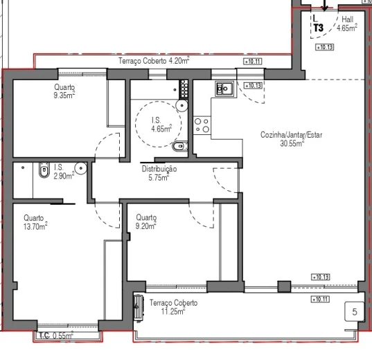 Apartamento T3 para Venda em Olhão Planta 1