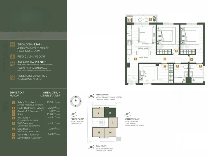 Apartamento T2 para Venda em Caniço Planta 1