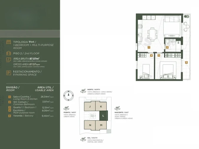 Apartamento T1 para Venda em Caniço Planta 1