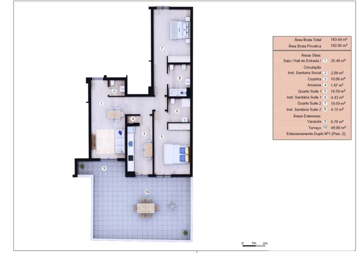 Apartamento T2 para Venda em Funchal (Se) Planta 1