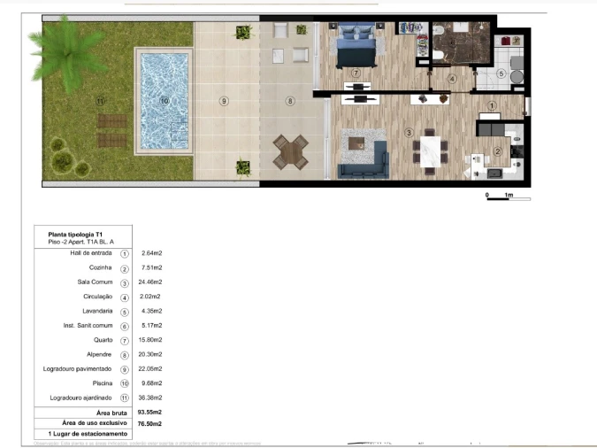 Apartamento T1 para Venda em Funchal (Santa Luzia) Planta 1
