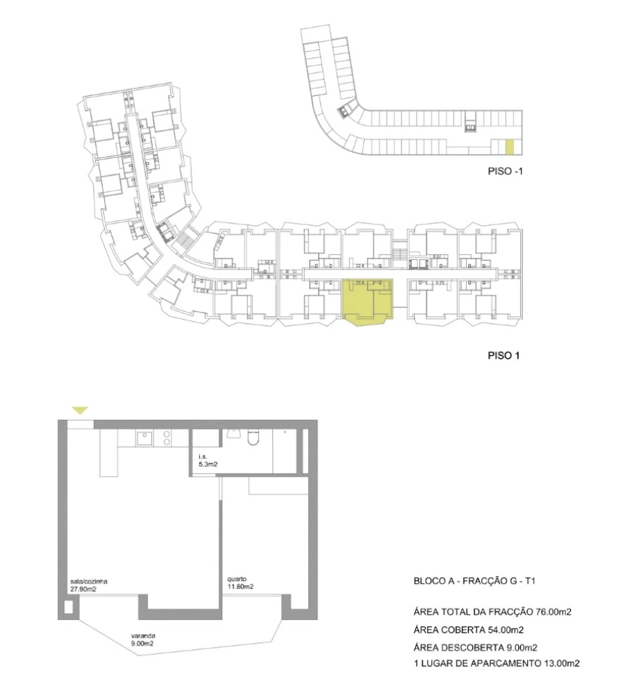 Apartamento T1 para Venda em Fânzeres e São Pedro da Cova Planta 1