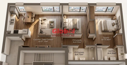 Apartamento T2 para Venda em Rio de Loba
