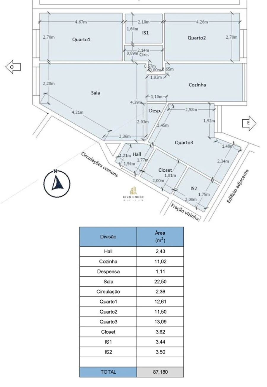 Apartamento T3 para Venda em Carnaxide e Queijas Planta 1