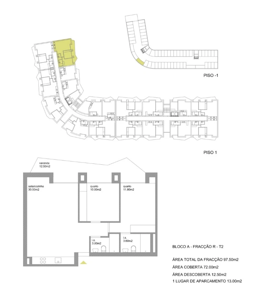 Apartamento T2 para Venda em Fânzeres e São Pedro da Cova Planta 1