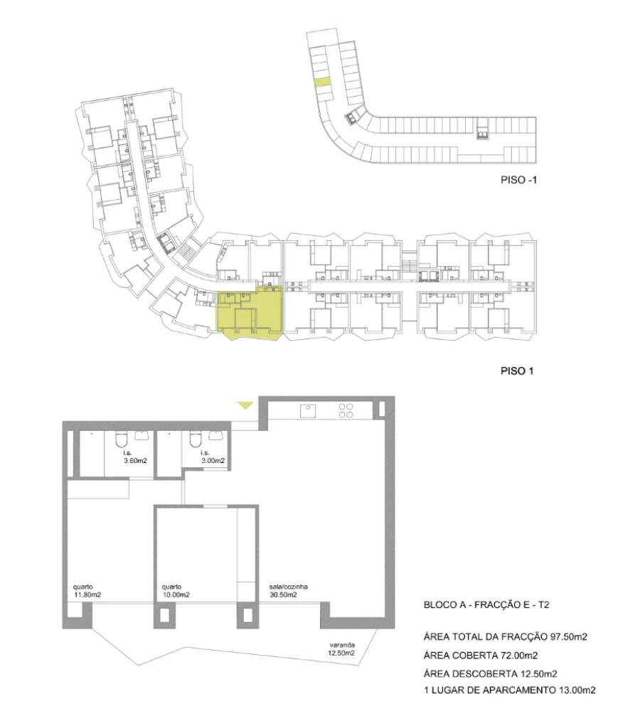 Apartamento T2 para Venda em Fânzeres e São Pedro da Cova Planta 1