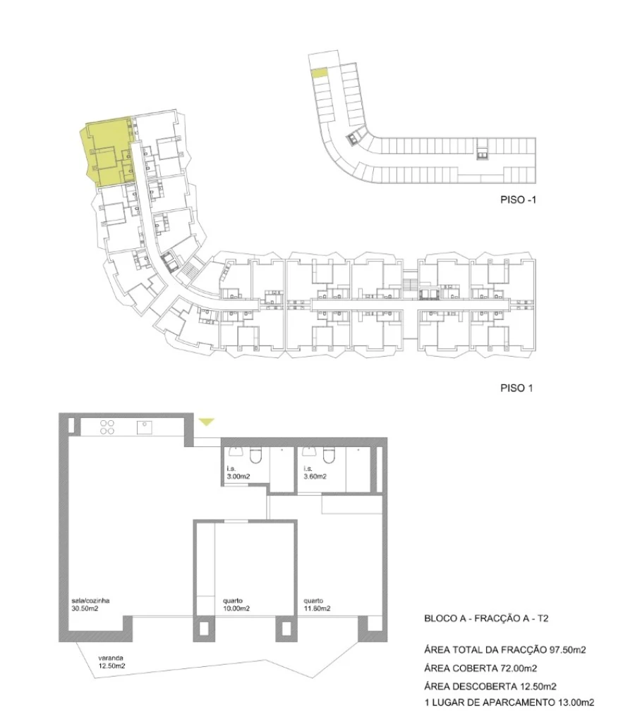 Apartamento T2 para Venda em Fânzeres e São Pedro da Cova Planta 1