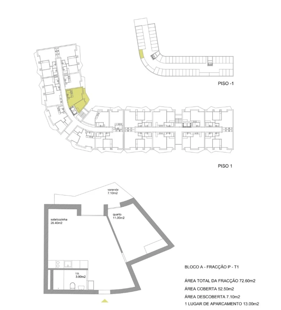 Apartamento T1 para Venda em Fânzeres e São Pedro da Cova Planta 1