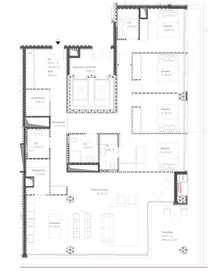 Apartamento T4 para Venda em Ramalde Planta 1