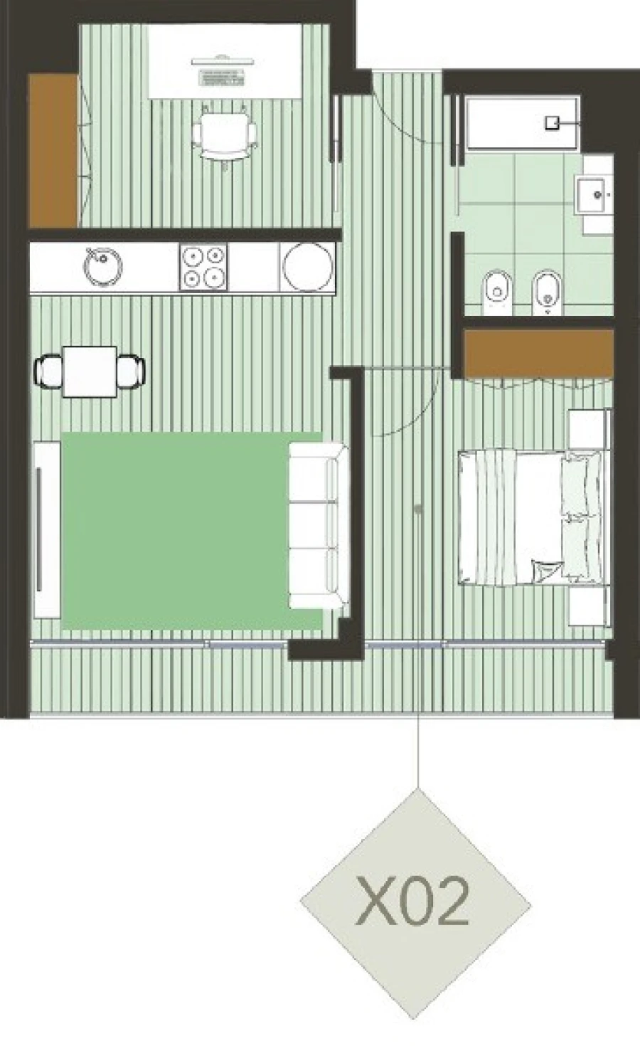 Apartamento T1 para Arrendamento em Pedrouços Planta 1