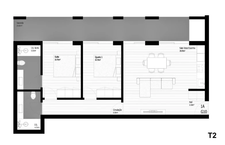 Apartamento T2 para Venda em Pedrouços Planta 1