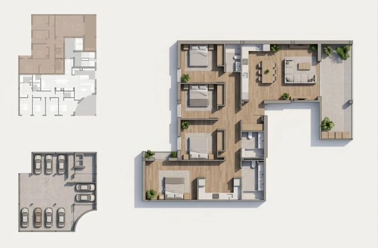 Apartamento T4 para Venda em São João Baptista Planta 1
