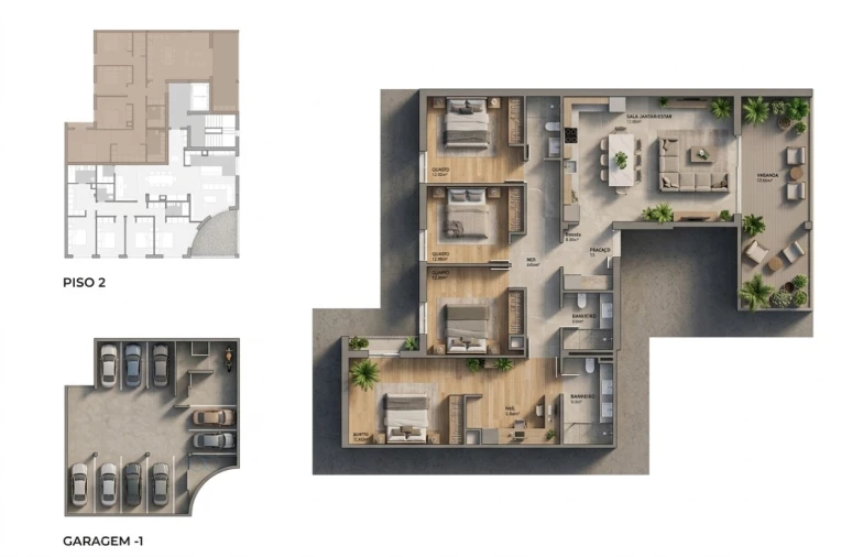 Apartamento T4 para Venda em São João Baptista Planta 1