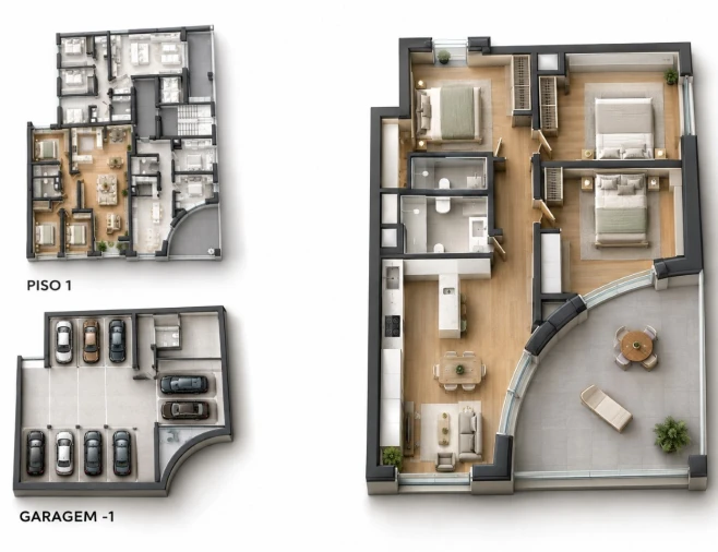 Apartamento T2 para Venda em São João Baptista Planta 1