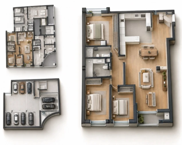 Apartamento T3 para Venda em São João Baptista Planta 1