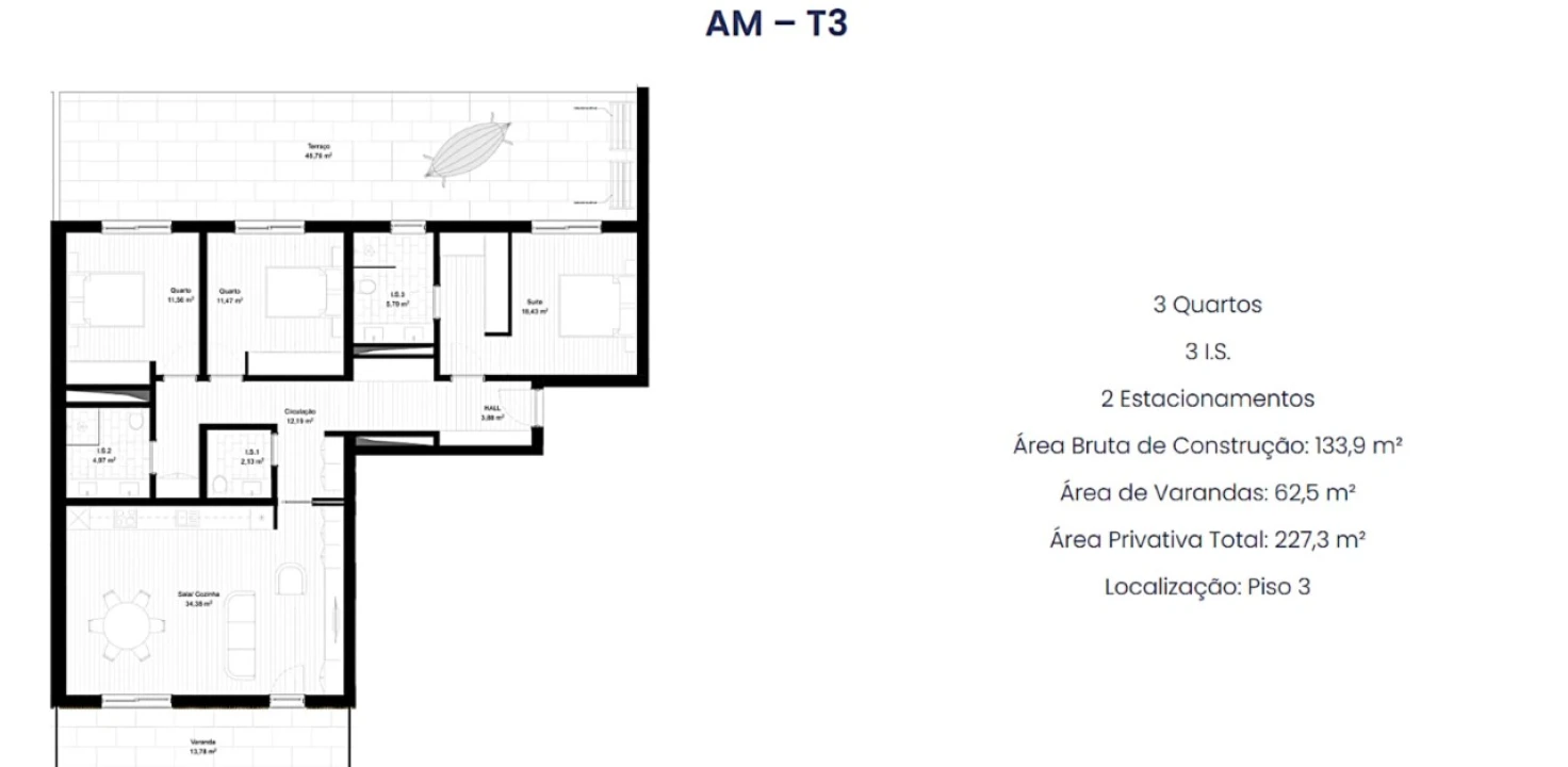 Apartamento T3 para Venda em Portimão Planta 3