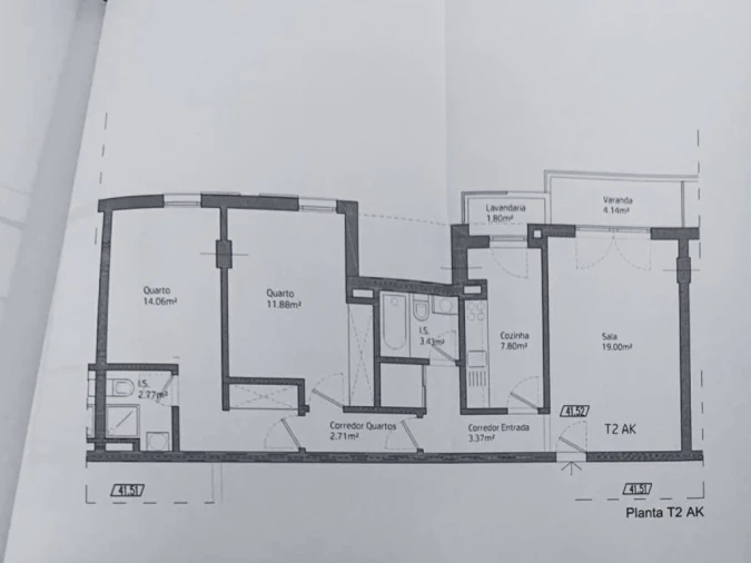 Apartamento T2 para Venda em Santa Cruz Planta 1
