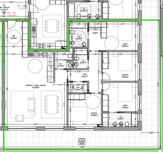 Apartamento T4 para Venda em Repeses e São Salvador Planta 1
