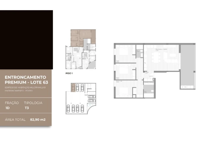 Apartamento T3 para Venda em São João Baptista Planta 1