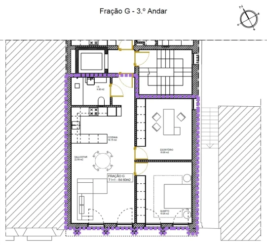 Apartamento T1 para Venda em Arcozelo Planta 1