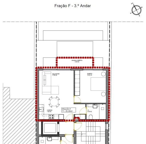 Apartamento T1 para Venda em Arcozelo Planta 1