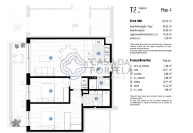 Apartamento T2 para Arrendamento em Canidelo