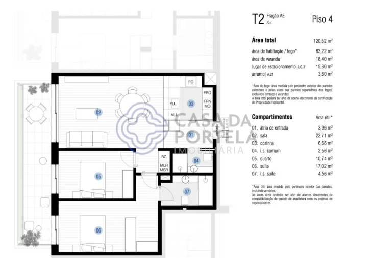 Apartamento T2 para Arrendamento em Canidelo Foto 33