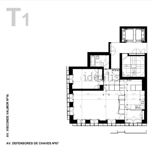 Apartamento T1 para Arrendamento em Avenidas Novas Planta 1