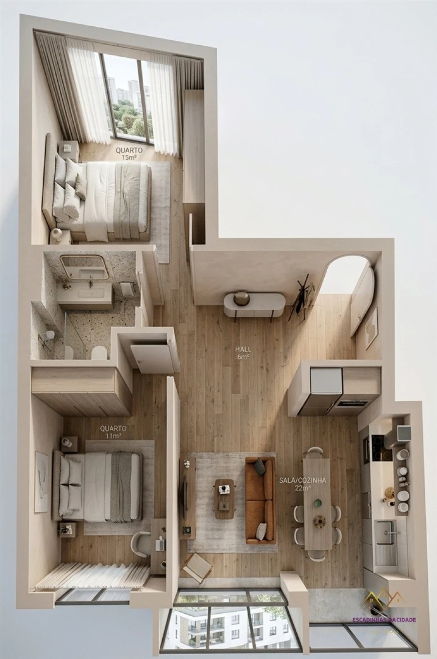 Apartamento T2 para Venda em Encosta do Sol Planta 1