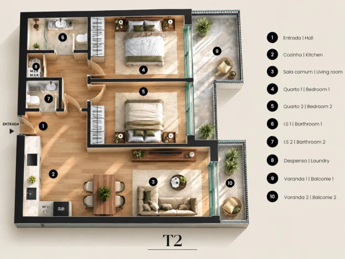 Apartamento T2 para Venda em Penafiel Planta 1