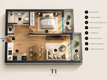 Apartamento T1 para Venda em Penafiel