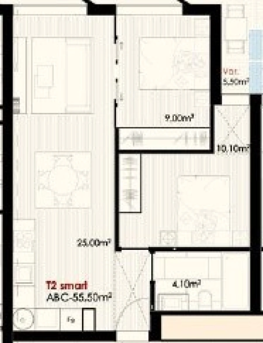 Apartamento T2 para Venda em Cedofeita, Santo Ildefonso, Sé, Miragaia, São Nicolau e Vitória Planta 1