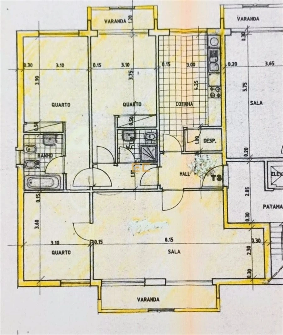 Apartamento T3 para Venda em Buarcos Planta 1